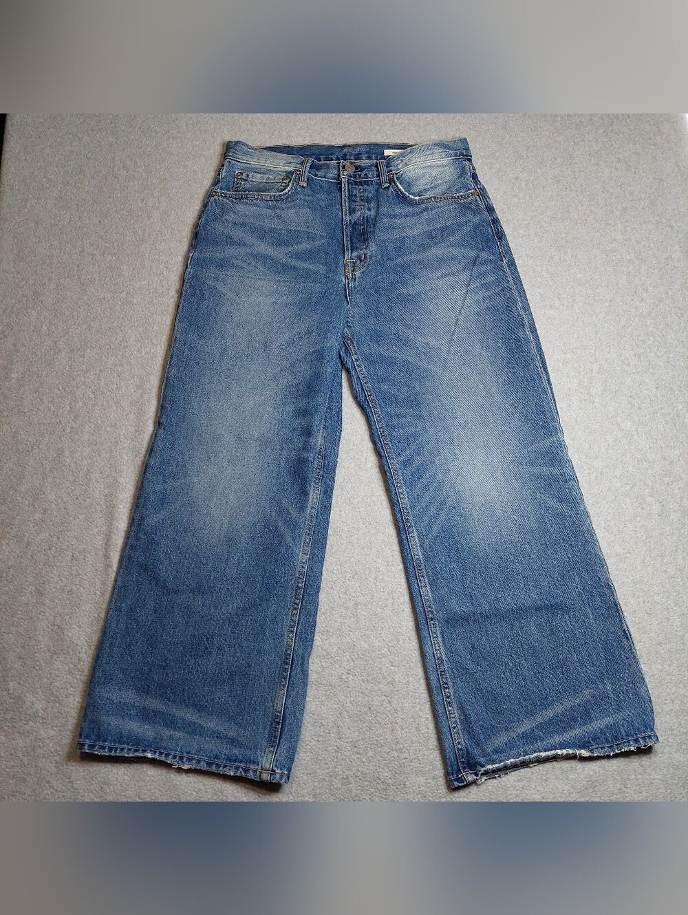Noend Jeans Women's Wide Culotte Distressed Hem Wide Leg Button Fly Size 30